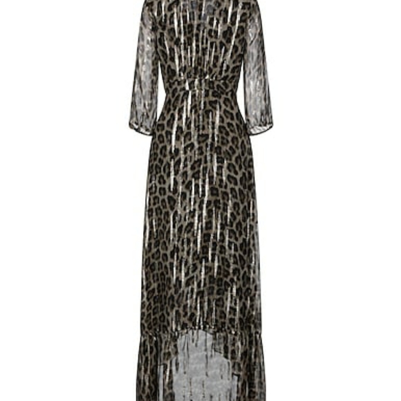 Ba&sh new gold Leopard silk maxi dress size 2 - Picture 2 of 7